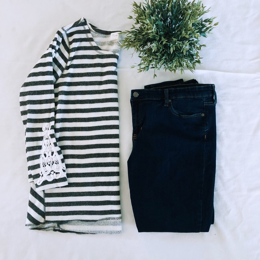 French Laundry striped shirt with accent sleeves